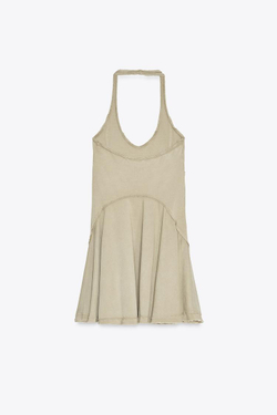 ZARA ПЛАТЬЕ В СТИЛЕ ГОДЕ, СВЕТЛЫЙ ХАКИ