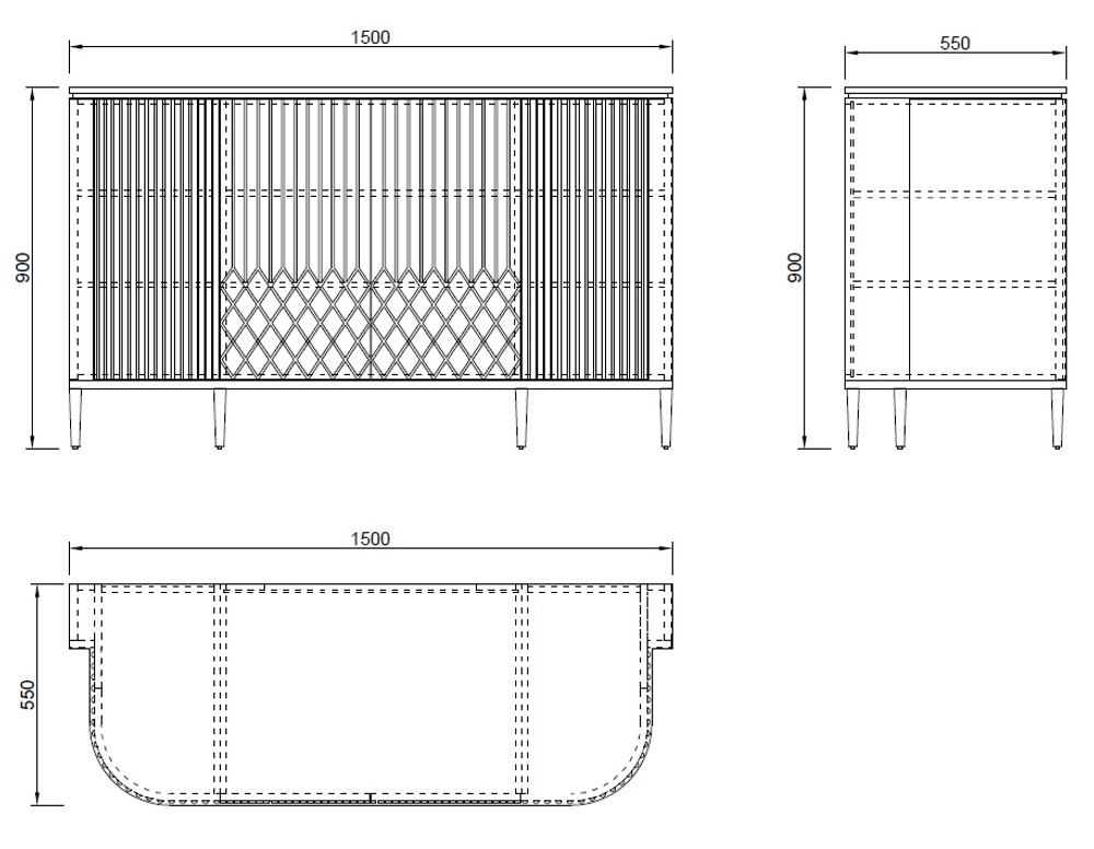 Комод Garda Decor черный 150*55*90 см