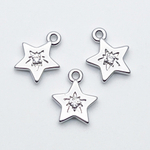 Подвеска Звезда, цвет серебро (родий), фианит, размер 10,5*9 мм, цена за 1 шт