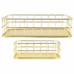 Органайзер для косметики корзинка 2 штуки из металла MONTE VITA, 24х16х6,3 см + 17х12х6 см, золото, 272483