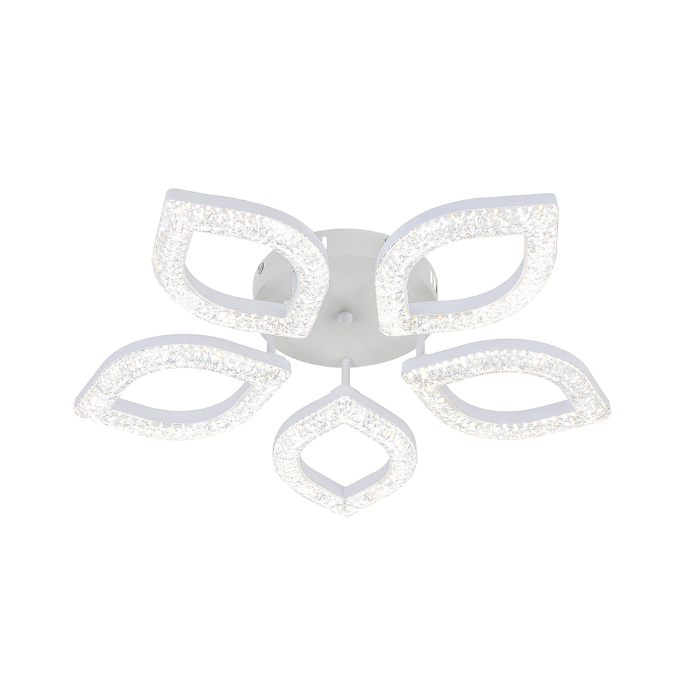 Потолочный светодиодный светильник 62Вт, 4340лм, 3000-6000K, Ra>80, плавная регулировка мощности, изменение цветовой температуры, пульт, металл/акрил, белый/прозрачный