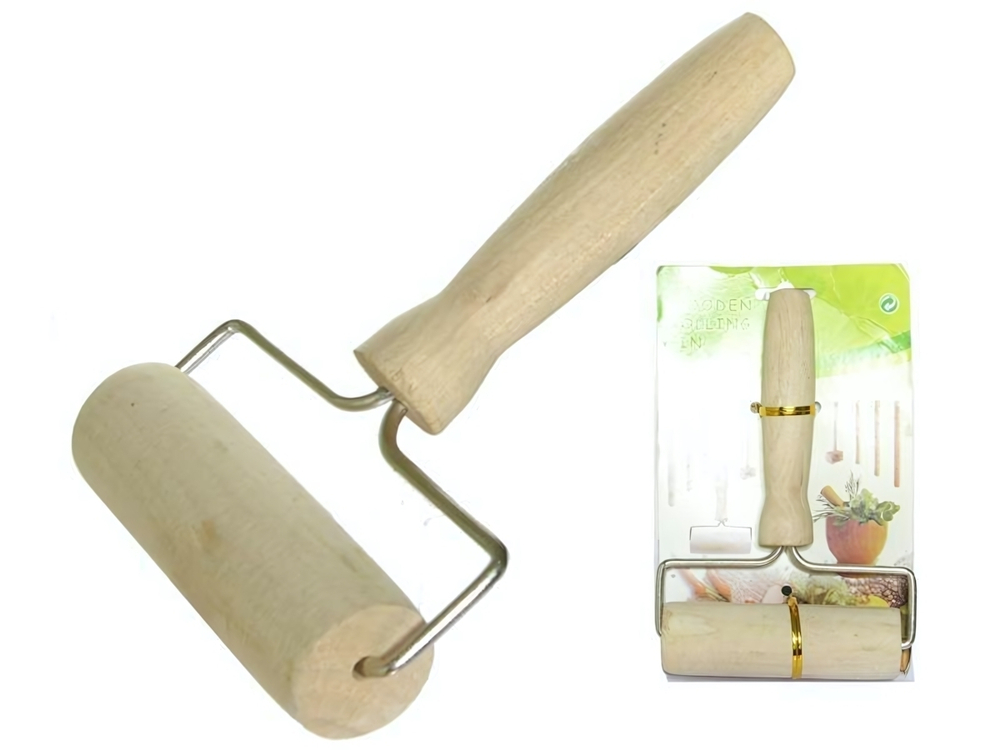 Скалка-ролик для теста маленькая деревянная