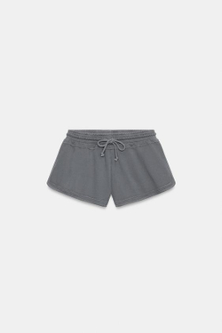 ZARA ШОРТЫ НА ШНУРКАХ С ЭФФЕКТОМ ПОТЕРТОСТИ, СВИНЦОВЫЙ