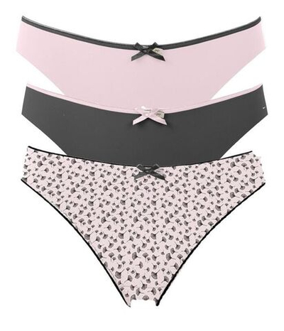 Набор из 3 черно-розовых трусиков-слип Olivia (Размер: L) (Цвет: черный с розовым)