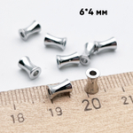 Бусина, цвет серебро (родий), размер 6*4 мм, цена за 1 шт