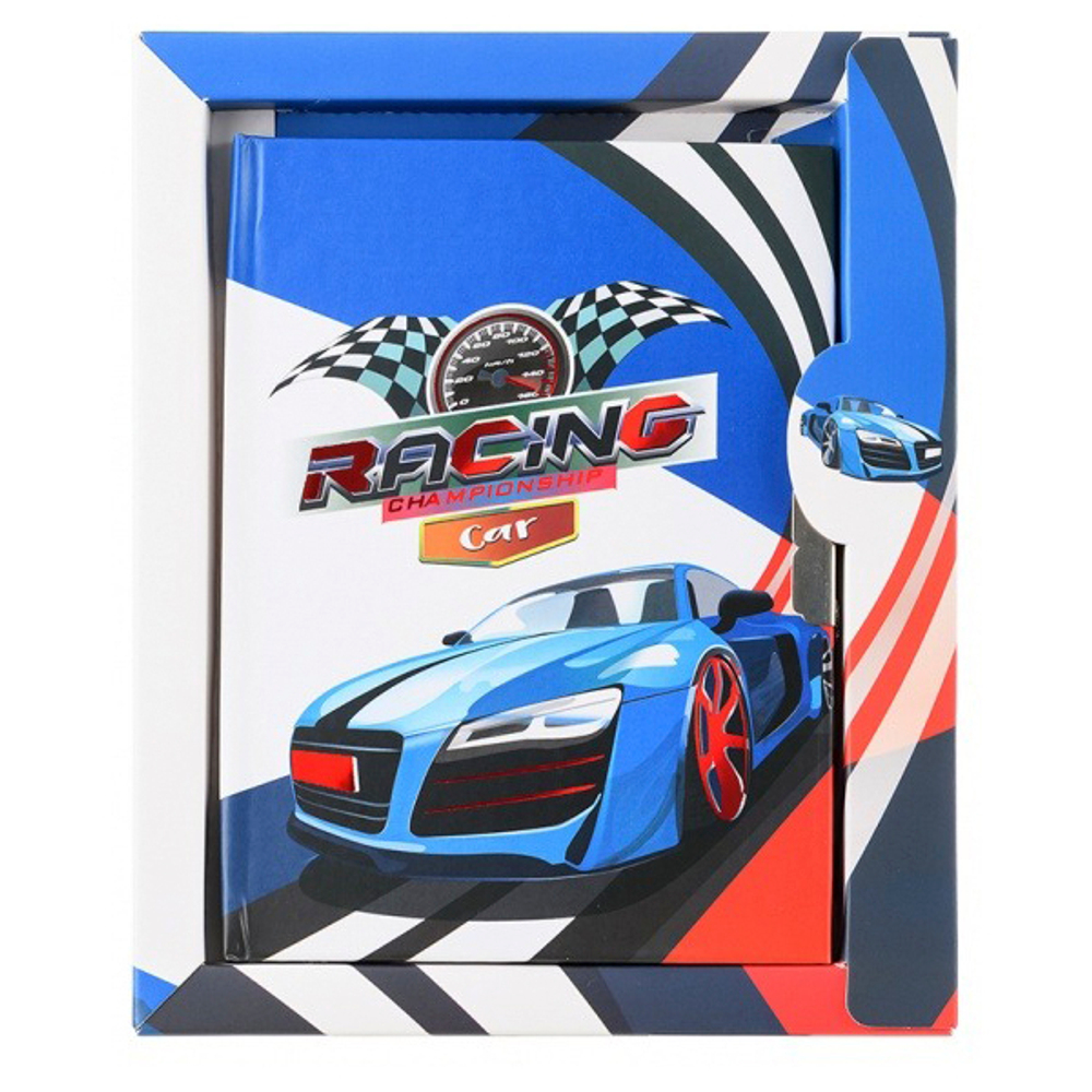 Блокнот детский Basir на замке, формат А6, серия "Машина", переплет 7БЦ, 15*11 см, 48 листов, ассорти 4 цвета