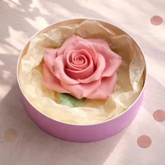 Шоколадная роза розовая / 16 см