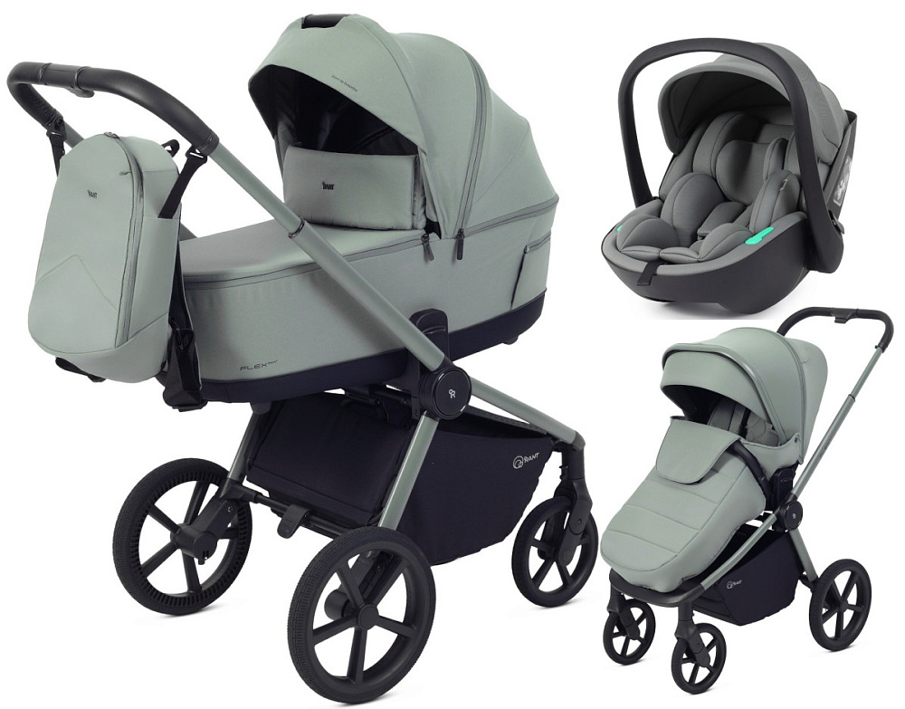 Детская коляска Rant Flex Therm Soft 4 в 1 с автокреслом Miro Black и база Forest Green
