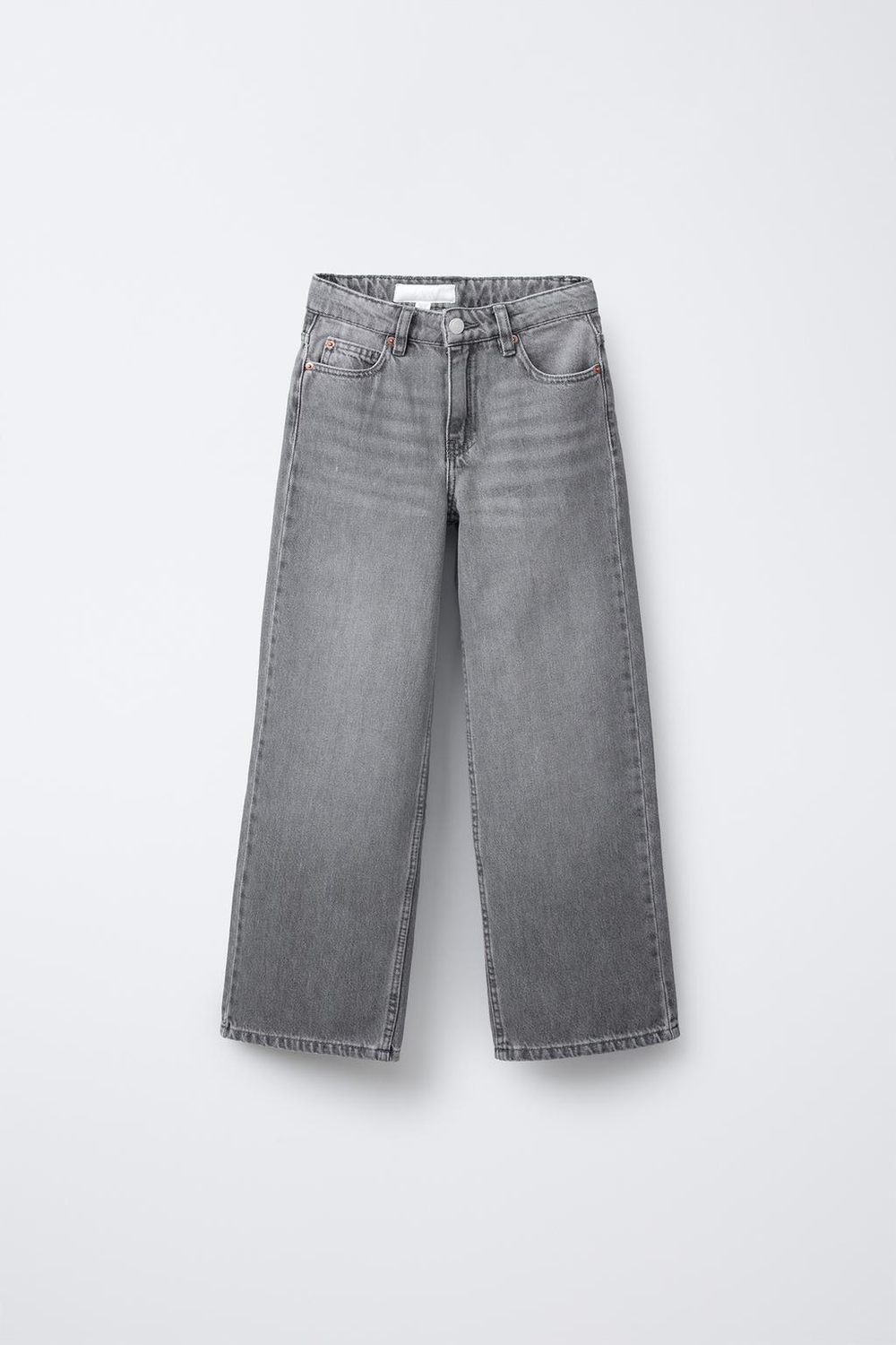 ZARA ДЖИНСЫ WIDE LEG С НАШИВКОЙ «ЗВЕЗДЫ», СЕРЫЙ