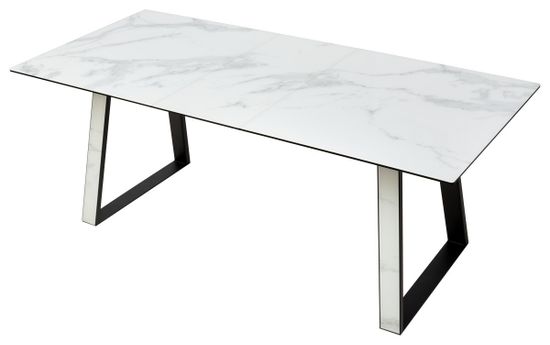 Стол Франк 160 БЕЛЫЙ МРАМОР, стекло / БЕЛЫЙ МРАМОР - ЧЕРНЫЙ
