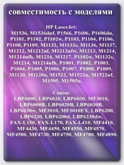 Картридж лазерный HP CE285A, CE278A, CB435A, CB436A, (85a, 78a, 35a, 36a) Canon 712, 725, 726, 728