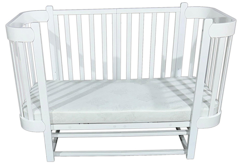 Детская кроватка Oliver Miley продольный маятник 3 в 1 белый/белый