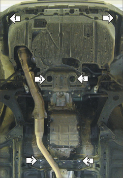 Усиленная защита Motodor картера двигателя, кпп. 2 мм, сталь. для Subaru Forester 2008-2013 арт.02226