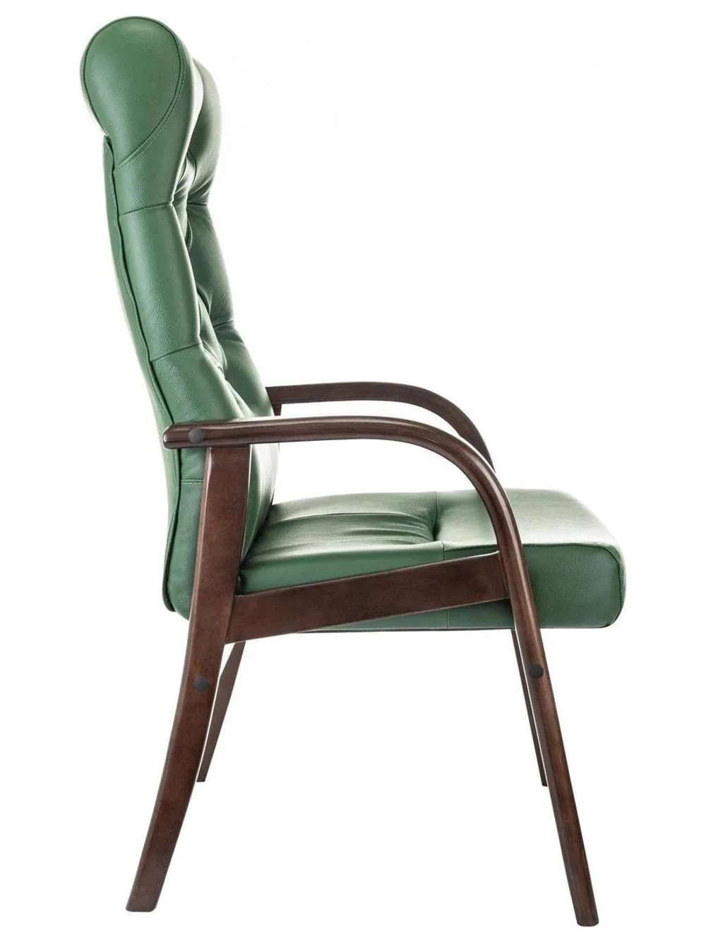 Кресло Бюрократ T-9928WALNUT-CF, зеленый, кожа, на ножках, дерево