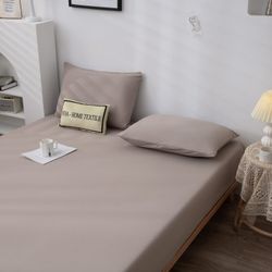 Комплект постельного белья на резинке Однотонный Сатин «Песчаная гармония»