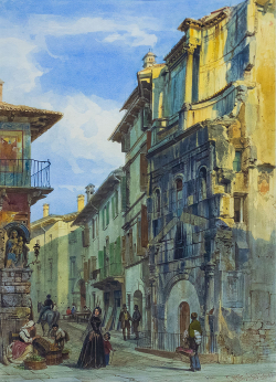 Вернер Карл (1808-1894). Улица Вероны. Акварель. 1853 г.