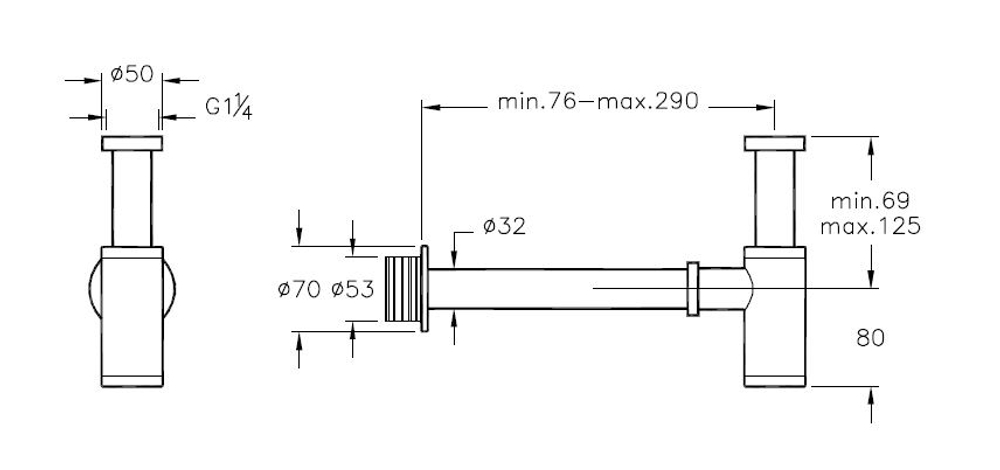 Vitra Сифон для раковины (металлический)