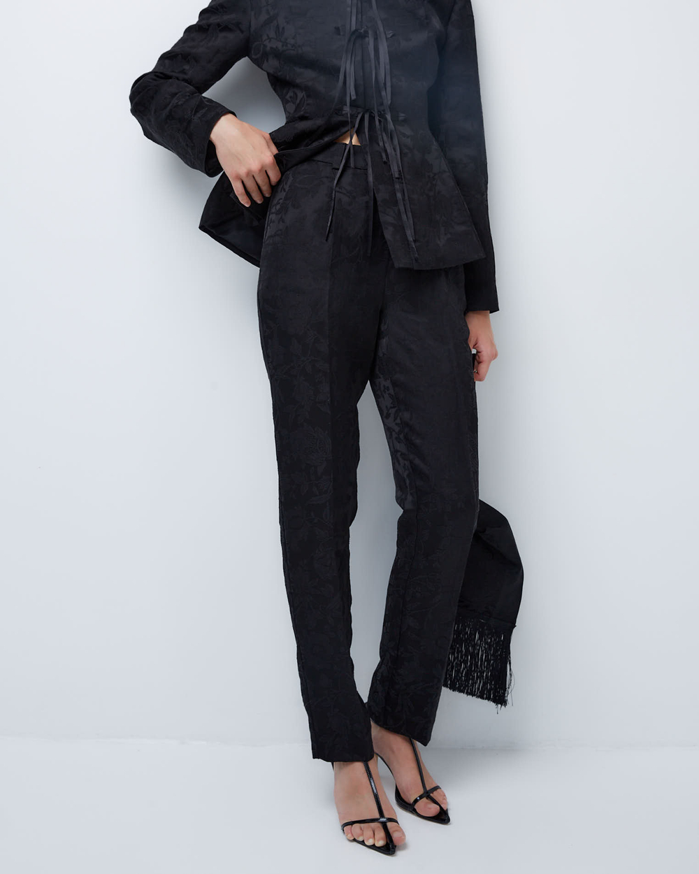 Брюки из жаккардовой вискозы Гуччи черный