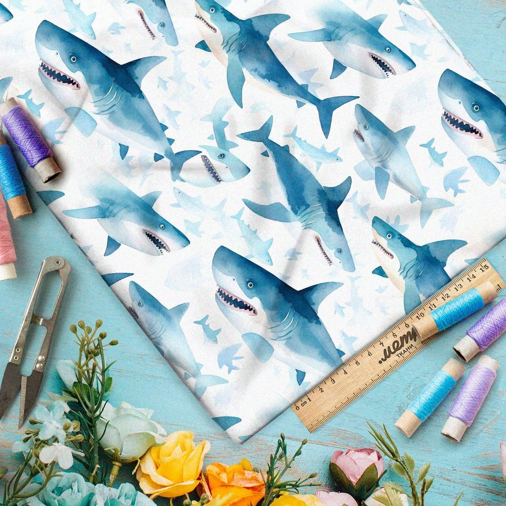 Ткань премиум флис стая акул