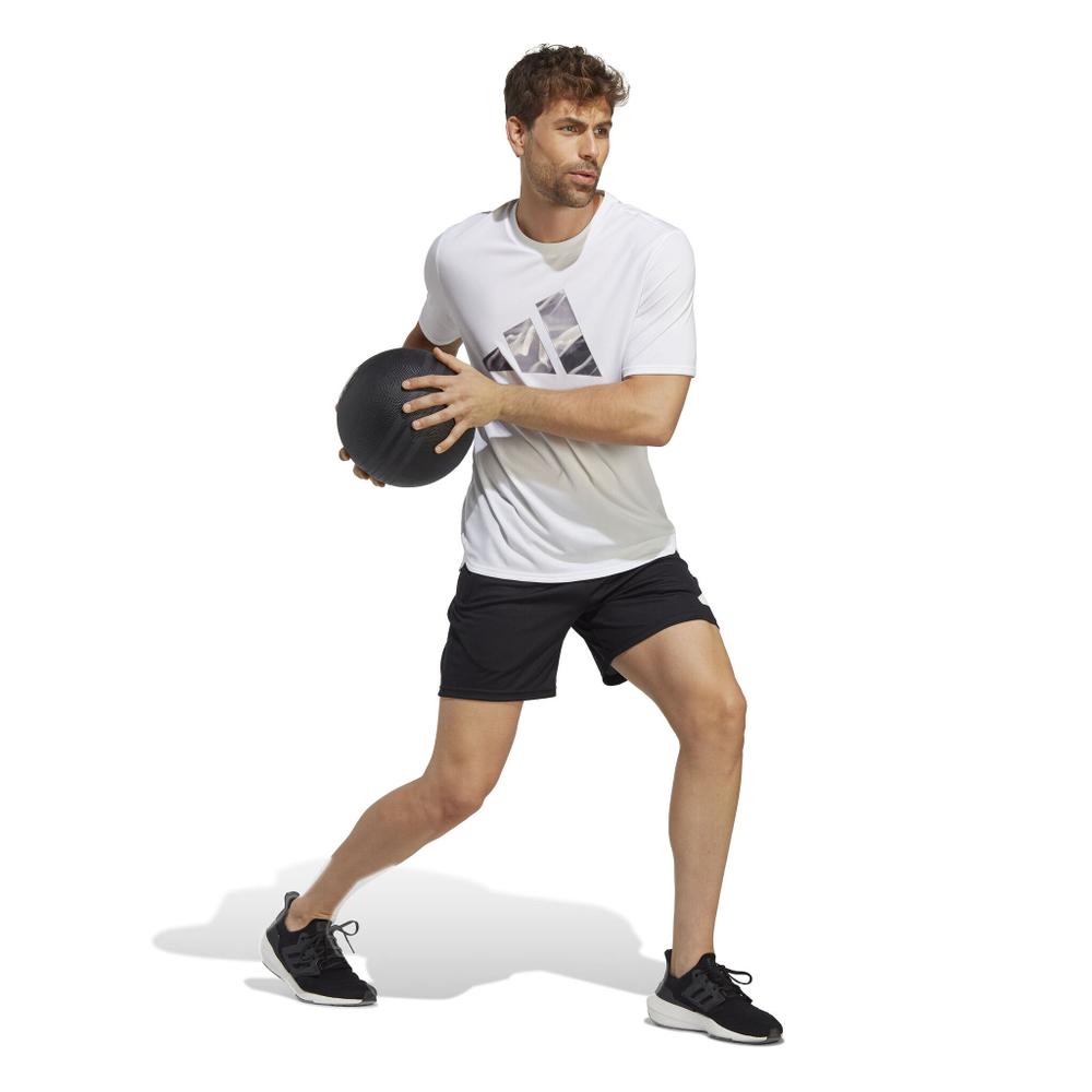 Мужское теннисное поло adidas Designed For Movement HIIT Training T-Shirt Men - White, Black