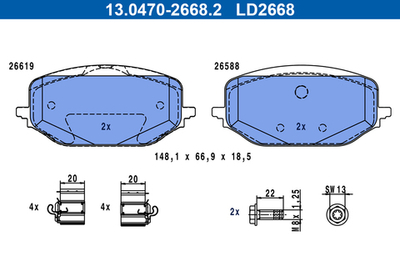 ATE - 13047026682-ATE - Brake Pad Set, disc brake