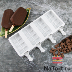 Форма силиконовая  «Эскимо Плитка», 4 ячейки