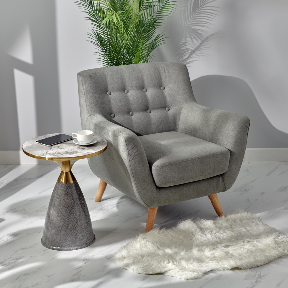 Кофейный столик Secret диам.40см x 54см, серый мрамор, металл, керамика