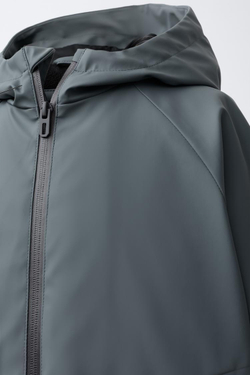 ZARA ПРОРЕЗИНЕННЫЙ ДОЖДЕВИК WATER RESISTANT, СЕРО-СИНИЙ