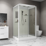 Душевая кабина Niagara Standart ST100/80/15Q (100х80х215) прямоугольник,поддон 15см,распашная,проф.белый,3 места