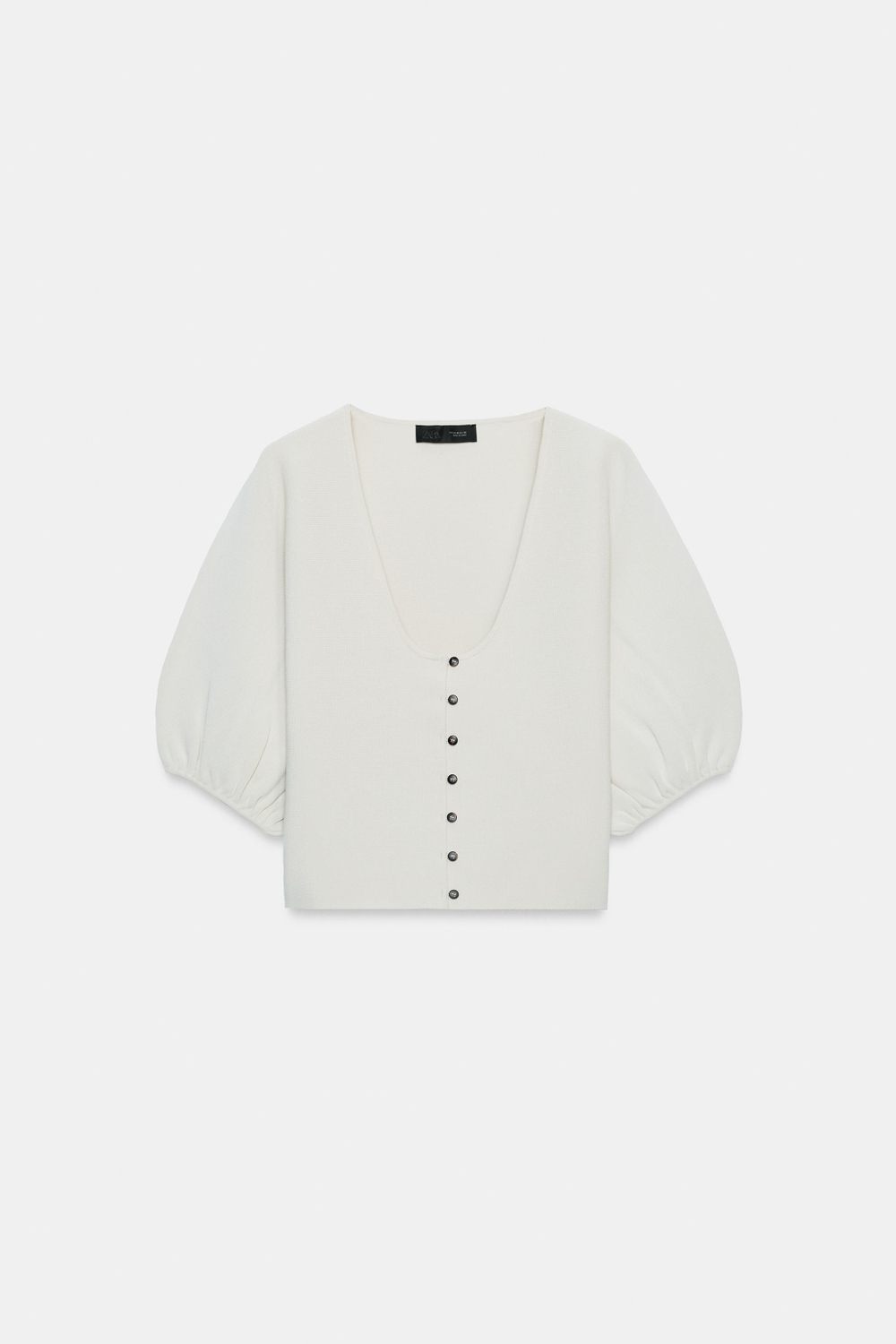 ZARA КАРДИГАН С ОБЪЕМНЫМИ РУКАВАМИ, КАМЕННО-СЕРЫЙ