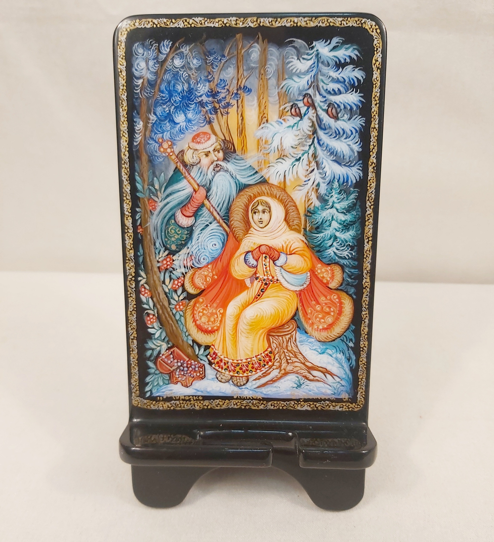 Сувенирная подставка для телефона с росписью Палех "Морозко"