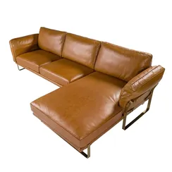 Пятиместный диван Angel Cerda 6232 с правым шезлонгом из кожи цвета Camel