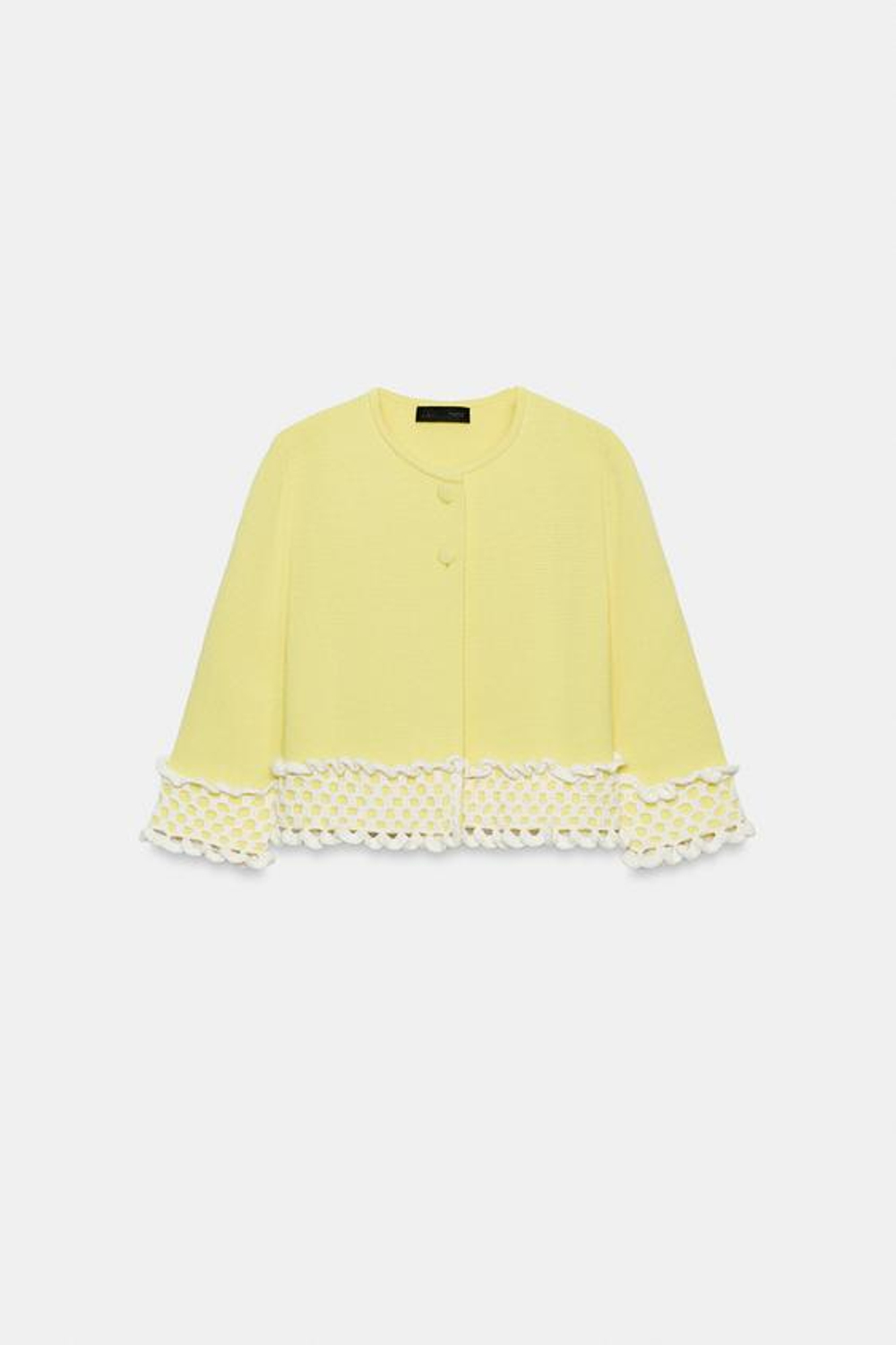 ZARA КАРДИГАН ИЗ КРУЖЕВА КРОШЕ, ЖЕЛТЫЙ