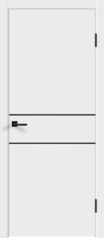 Межкомнатная дверь Velldoris Flat H2 (молдинг черный) Эмаль белая