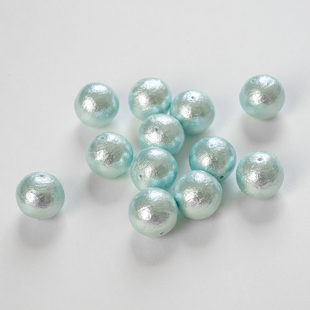 Хлопковый жемчуг, оттенок "Aqua", шар 16мм, сквозное отверстие