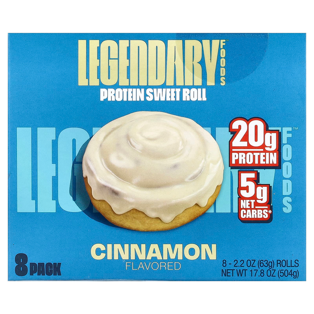 Legendary Foods, протеиновая булочка, корица, 8 шт. по 63 г (2,2 унции)