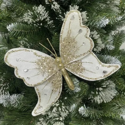 Украшение новогоднее «Искристая бабочка» 19*19 см, Белый