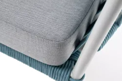 "Диего" диван 2-местный плетеный из роупа, каркас алюминий светло-серый (RAL7035) муар, роуп бирюзовый круглый, ткань светло-серая