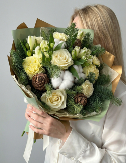 Букет «Зимняя сказка» с датской елью натуральной