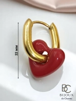 Серьги конго с подвесками сердце бижутерия