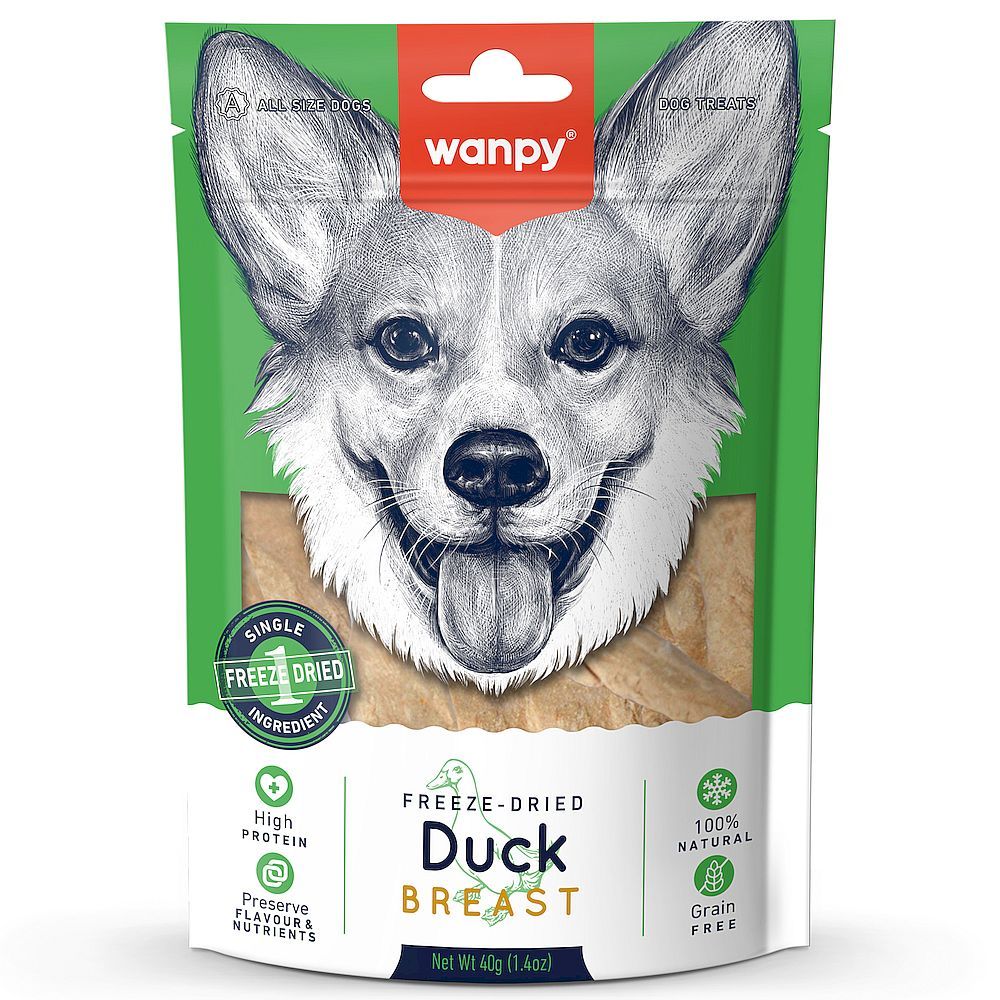 Лакомство для собак Wanpy Dog Сублимированное "Утиная грудка", Упаковка 40 г