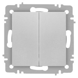 Переключатель Intro Accent 6-107-03 двойной, 10А-250В, IP20, СУ, AL/CU, алюминий