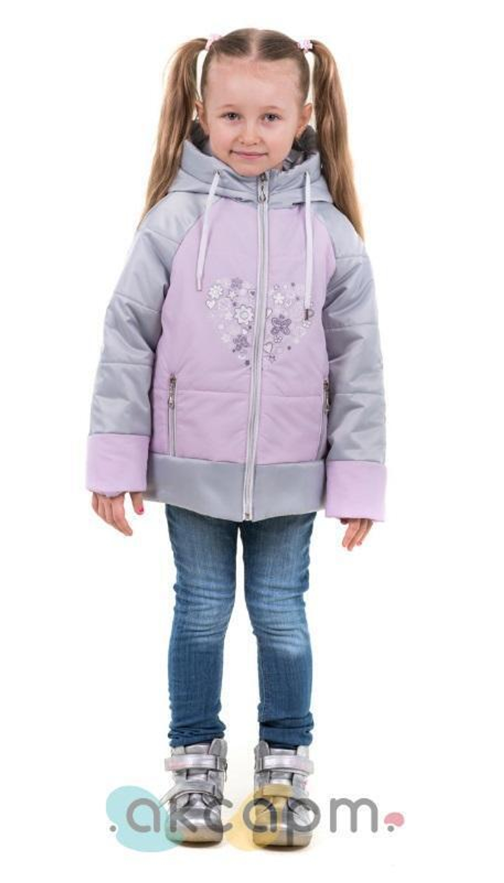 Куртка для девочек "Аглая" 28, 110р, лиловый/серебро