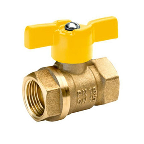 Кран латунный шаровой газовый БАЗ.А10.1, 11Б27п1, DN 15, PN 40, муфта-муфта, бабочка