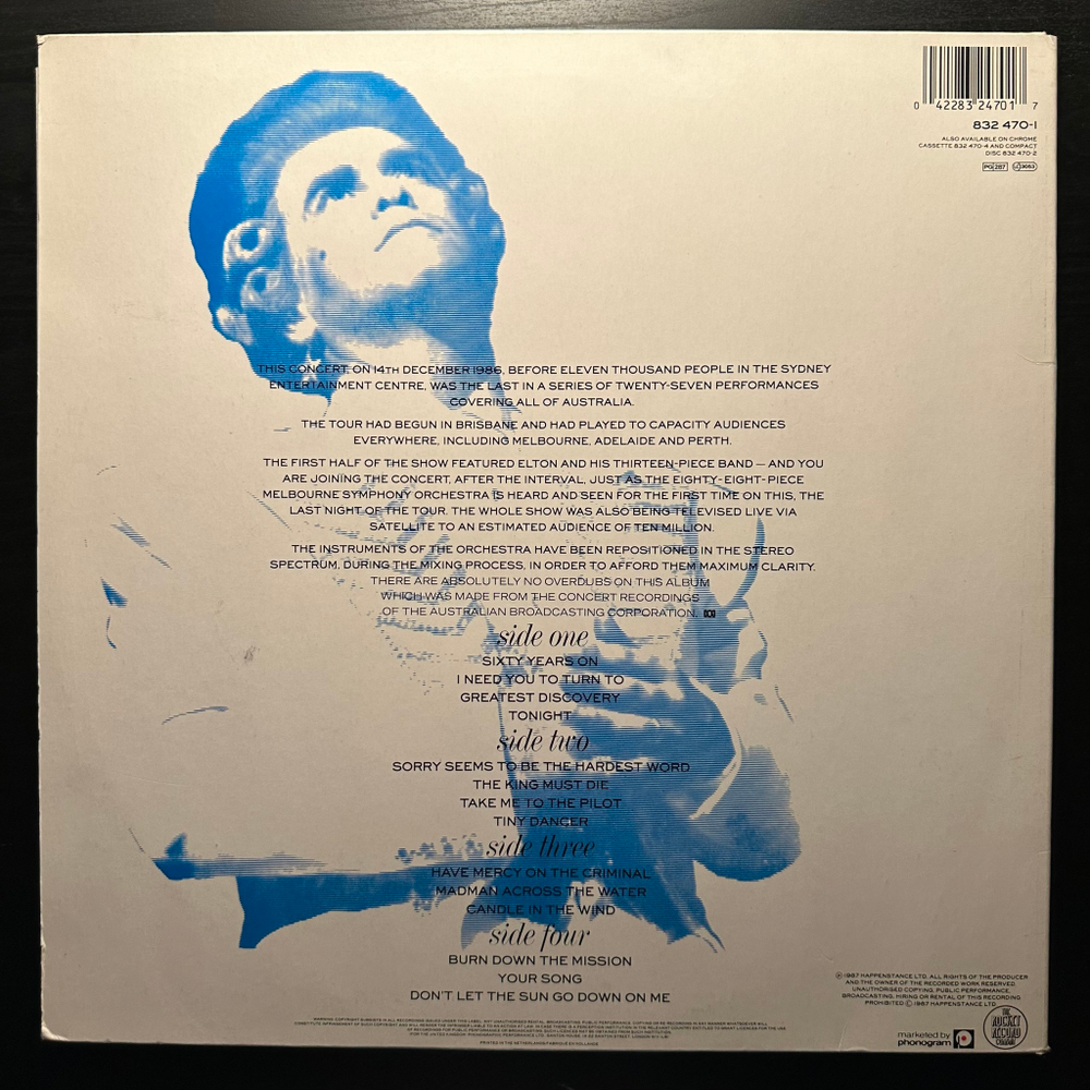 Elton John - Live In Australia With The Melbourne Symphony Orchestra 2LP (Голландия 1987г.)