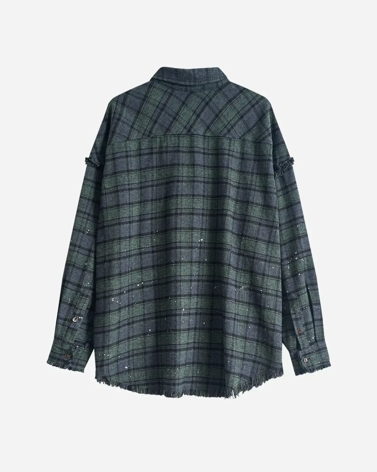 Рубашка в клетку с необработанным краем сине-зеленая