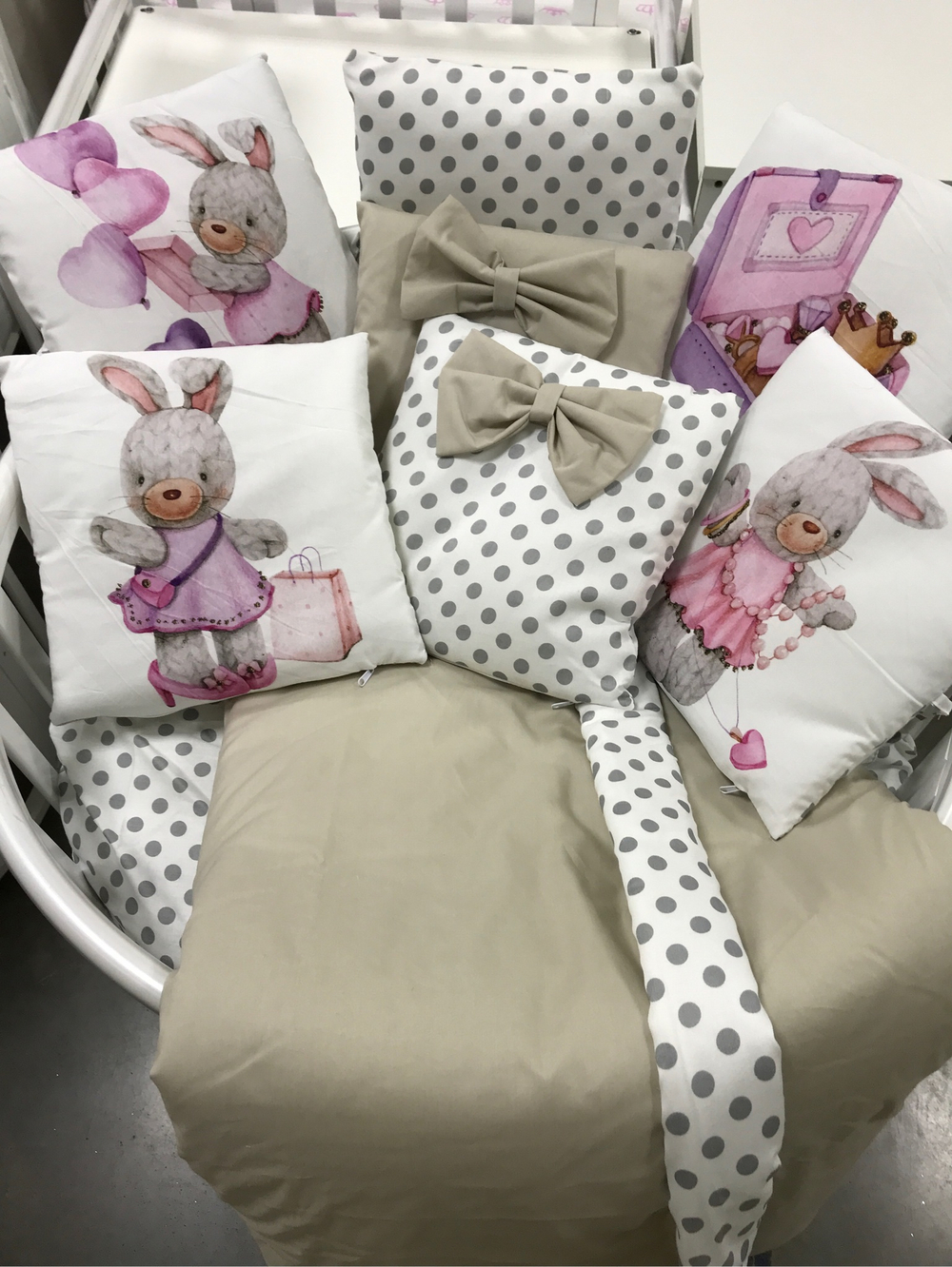 Комплект в кроватку 18 предметов "Кролик коричневый", сатин