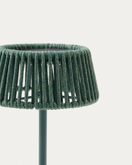 Настольная лампа Aldet из бирюзового веревочного шнура на солнечной батарее