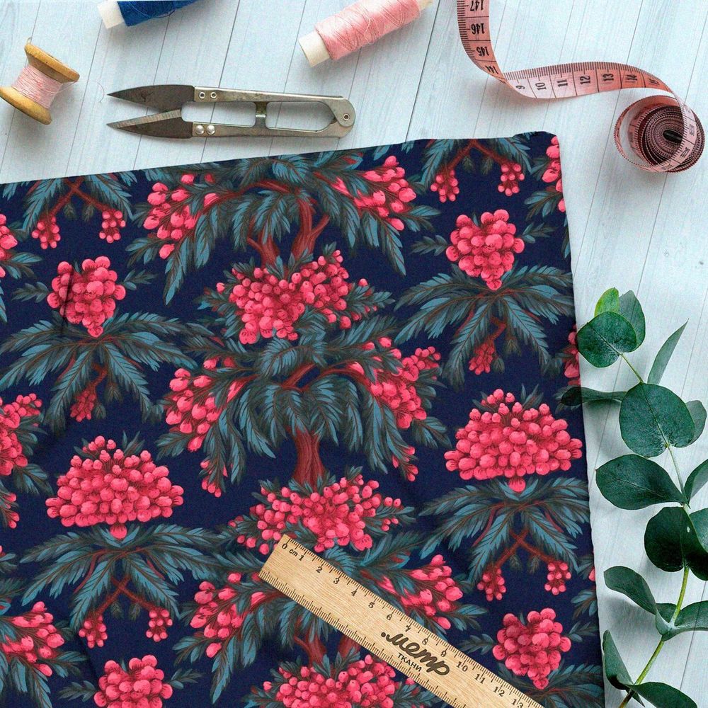 Ткань премиум Оксфорд 600D эффектные красные ягоды