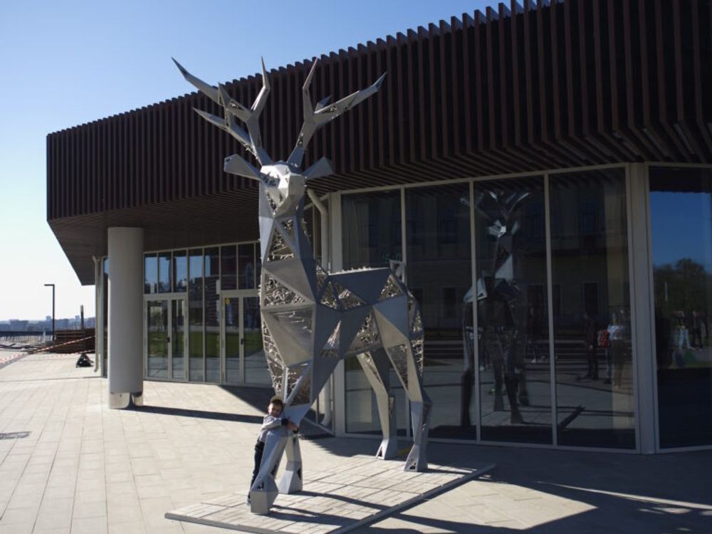 Полигональный светодиодный "Олень серебряный" 4 м